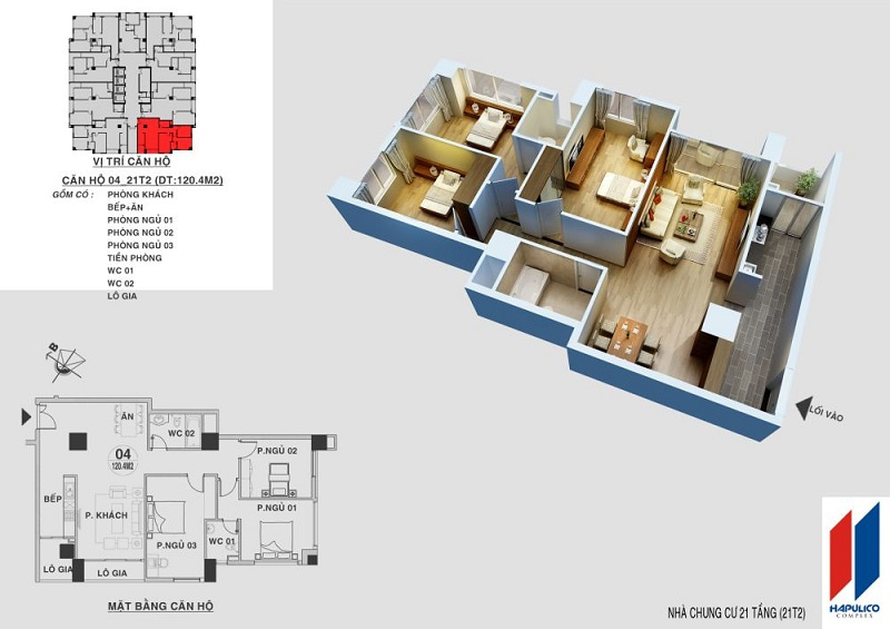 Phối cảnh căn hộ 120.4 m2