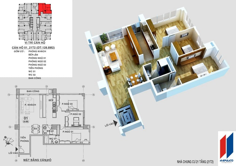 Phối cảnh căn hộ 128.8 m2